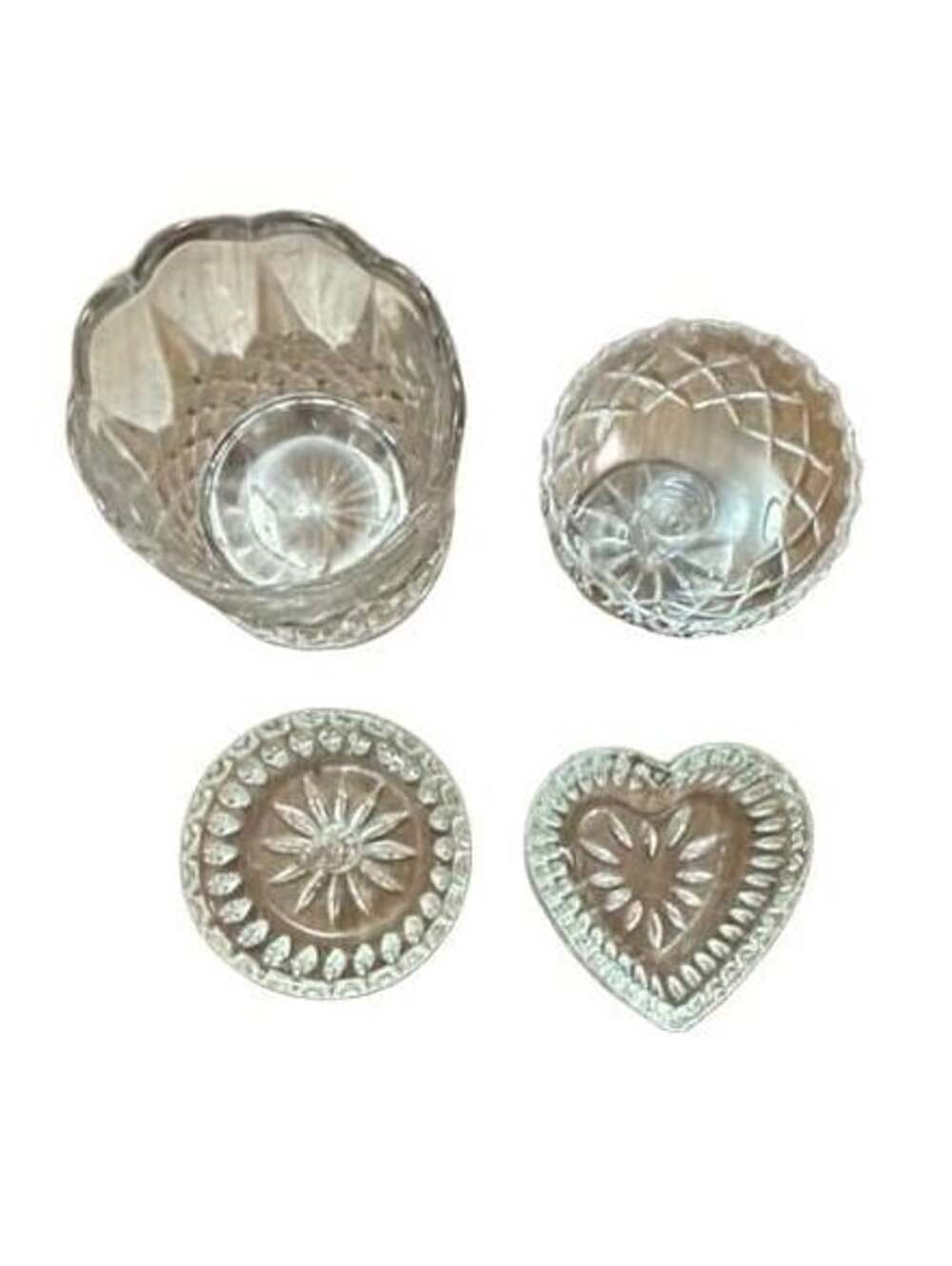 Vintage Cut Crystal Glass Assorted Trinket Dishes Bowl And Ring Holder
